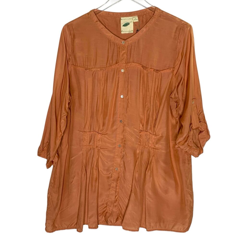 Nurture by Lamaze Women Tops Tunics L Rayon Silk Blend Burnt Orange *flaw